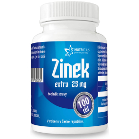 Nutricius Zinek Extra doplněk stravy, silný antioxidant, napomáhá k normální funkci imunitního systému, přispívá k plodnosti 25 mg 100 tablet