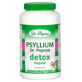 Dr. Popov Psyllium Detox Pro intenzivní očistu těla, kombinace vlákniny a účinných rostlinných extraktů 120 kapslí / 104 g