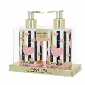 Vivian Gray Love Bomb luxusní tekuté mýdlo 250 ml + mléko na ruce 250 ml, kosmetická sada