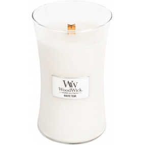 WoodWick White Teak - Bílý teak vonná svíčka s dřevěným knotem a víčkem sklo velká 609,5 g