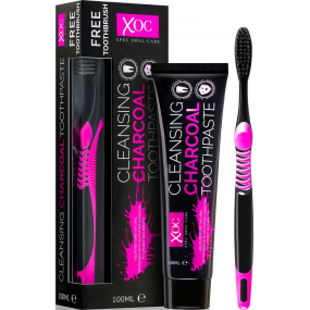 Xoc Charcoal Toothpaste zubní pasta s aktivním uhlím 100 ml + kartáček na zuby 1 kus