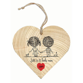 Bohemia Gifts Dřevěné dekorační srdce s potiskem Ještě že tě lásko mám 12 cm