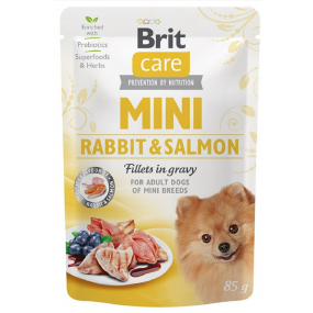 Brit Care Mini Rabbit & Salmon Fillets In Gravy kompletní superprémiové krmivo pro dospělé psy mini plemen kapsička 85 g