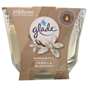 Glade Maxi Romantic Vanilla Blossom s vůní vanilkového květu vonná svíčka ve skle, doba hoření až 52 hodin 224 g
