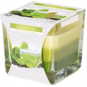 Bispol Green Tea - Zelený čaj tříbarevná vonná svíčka sklo, doba hoření 32 hodin 170 g