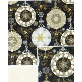 Nekupto Dárkový balicí papír 70 x 500 cm Vánoční Černý - zlaté, stříbrné ozdoby
