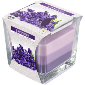 Bispol Lavender - Levandule tříbarevná vonná svíčka sklo, doba hoření 32 hodin 170 g
