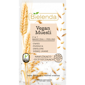Bielenda Vegan Muesli Pšenice + Oves + Lněné semínko 2v1 hydratační maska a peeling 8 g