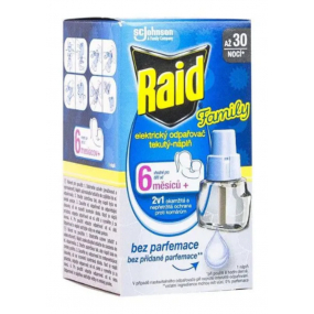 Raid Family elektrický odpařovač tekutý proti komárům náhradní náplň 30 nocí 21 ml