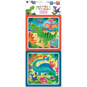 Puzzle Dinosauři 15 x 15 cm, 16 a 20 dílků, 2 obrázky