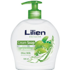 Lilien Exclusive Olive Milk krémové tekuté mýdlo dávkovač 500 ml