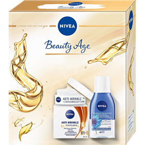 Nivea Face Beauty Age 65+ denní krém 50 ml + dvoufázový odličovač 125 ml, kosmetická sada pro ženy