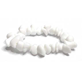 Achát bílý náramek elastický přírodní sekaný kámen, 19 cm, poskytuje klid a mír