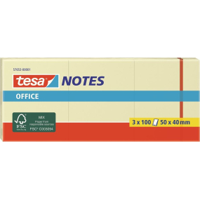 Tesa Office Notes samolepicí poznámkový bloček 50 x 40 mm žlutý 3 x 100 kusů