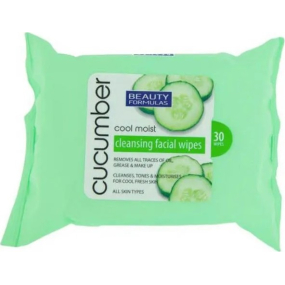 Beauty Formulas Cucumber Cleansing Facial Wipes odličovací pleťové ubrousky s okurkou 30 kusů