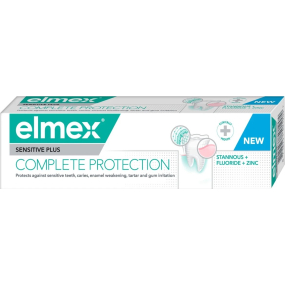 Elmex Sensitive Plus Complete Protection zubní pasta efektivně pečuje o ústa a citlivé zuby 75 ml