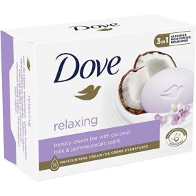 Dove Relaxing krémové toaletní mýdlo s kokosovým mlékem a s jasmínovými okvětními lístky 90 g