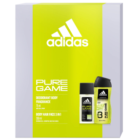 Adidas Pure Game parfémovaný deodorant sklo 75 ml + sprchový gel 250 ml, kosmetická sada pro muže