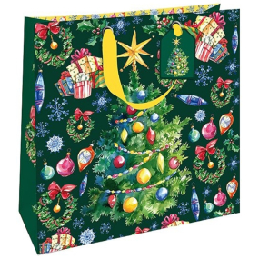 Nekupto Dárková papírová taška luxusní 33 x 33 cm Vánoční stromeček