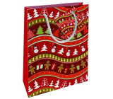 Nekupto Dárková papírová taška 14 x 11 x 6,5 cm Vánoční sněhuláci červená