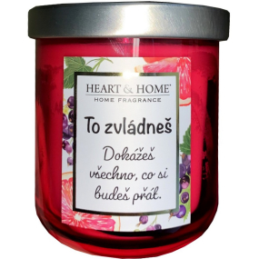 Heart & Home Svěží grep a černý rybíz sójová vonná svíčka s nápisem To zvládneš 110 g