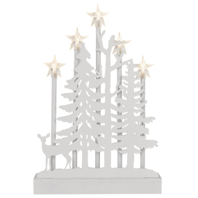Emos Dřevěná dekorace vánoční svícen Les s hvězdami 24 x 35,5 cm, 5 LED, teplá bílá