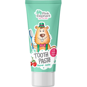 Pink Elephant Bobřík Justin s příchutí třešně zubní pasta pro děti 50 ml