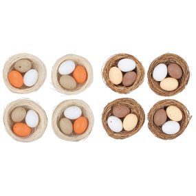 Vajíčka plastová v hnízdě 5,5 cm 4 kusy různé barvy