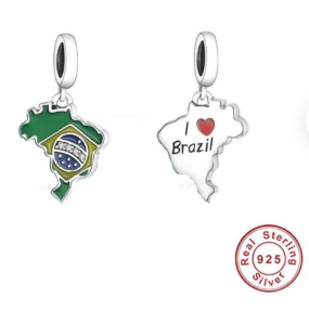 Charm Sterlingové stříbro 925 Brazílie, přívěsek na náramek cestování