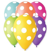 Balónky s potiskem puntíky 30 cm 5 kusů mix barev