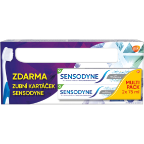 Sensodyne Extra Whitening zubní pasta s fluoridem 2 x 75 ml + zubní kartáček, sada