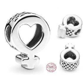 Charm Sterlingové stříbro 925 Ženský symbol, srdce, korálek na náramek symbol