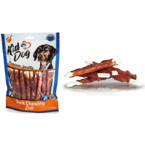 KidDog Rawhide Chewing Rolls kachní maso na buvolí tyčince masová pochoutka pro psy 8 mm 250 g