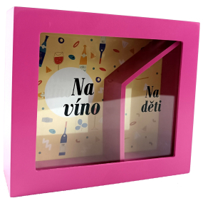 Albi Pokladnička v rámečku Duo Na děti a na víno 16 x 5,5 x 4 cm
