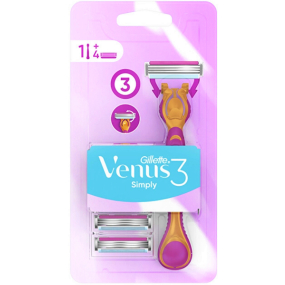 Gillette Venus Simply 3 pohotové holítko se zvlhčujícím proužkem + náhradní hlavice 4 kusy pro ženy