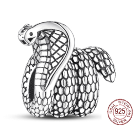 Charm Sterlingové stříbro 925 Kobra had, korálek na náramek zvíře