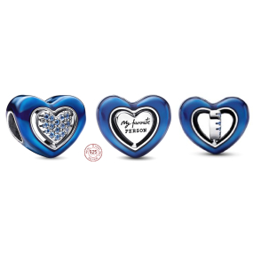 Charm Sterlingové stříbro 925 Otočné modré srdce, korálek na náramek láska