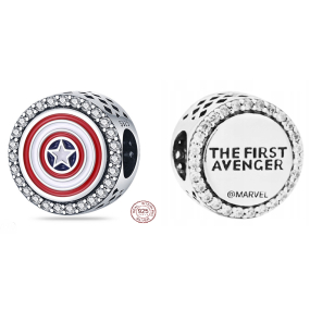 Charm Sterlingové stříbro 925 Marvel The Avengers, Captain America štítové kouzlo, korálek na náramek film