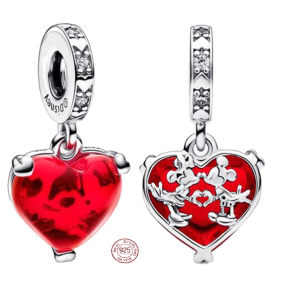 Charm Sterlingové stříbro 925 Disney Mickey a Minnie Mouse Murano srdce, přívěsek na náramek láska