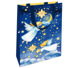 Nekupto Dárková papírová taška s ražbou 17,5 x 11 x 8 cm Vánoční andělíčci