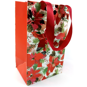 Nekupto Dárková papírová taška s ražbou 17,5 x 11 x 8 cm Vánoční hvězda červená