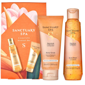 Sanctuary Spa Signature Collection tělový peeling 100 ml + sprchový gel 150 ml, kosmetická sada pro ženy