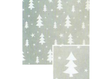 Nekupto Dárkový balicí papír vánoční 70 x 200 cm Stříbrný, bílé stromky