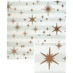 Nekupto Dárkový balicí papír vánoční 70 x 200 cm Bílé a světle modré proužky, měděné hvězdičky
