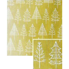 Nekupto Dárkový balicí papír vánoční 70 x 500 cm Zlatý, bílé stromečky