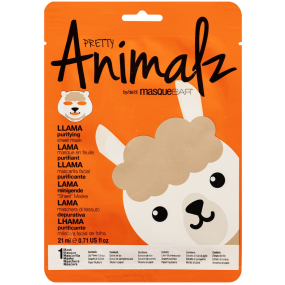 MasqueBar Pretty Animalz Lama textilní vyživující pleťová maska 21 ml