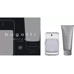 Bugatti Signature Grey toaletní voda 100 ml + sprchový gel 200 ml, dárková sada pro muže