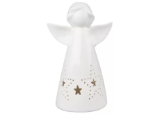 Anděl porcelánový s hvězdou s LED osvětlením 16 cm