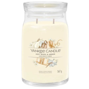 Yankee Candle Soft Wool & Amber - Jemná vlna a ambra vonná svíčka Signature velká sklo 2 knoty 567 g