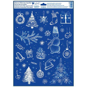 Okenní fólie vánoční s glitrem Čepice a rukavice 30 x 42 cm